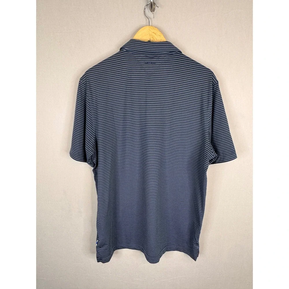 Adidas adiPure Mens Navy Blue White Striped Golf Polo Shirt DT4333 Size M‎